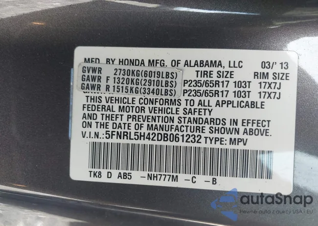 5FNRL5H42DB061232: 44132969