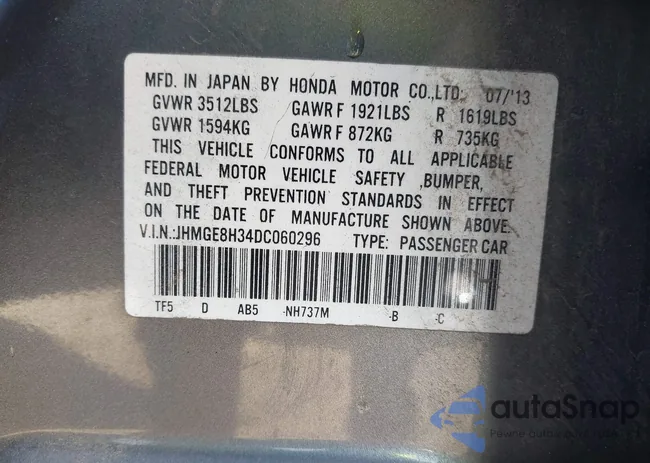 JHMGE8H34DC060296: 44132974