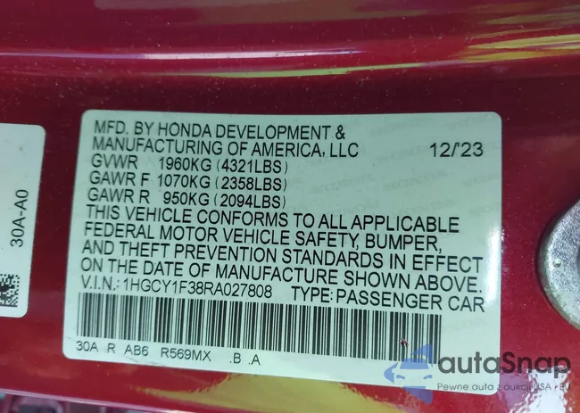 1HGCY1F38RA027808: 44132182