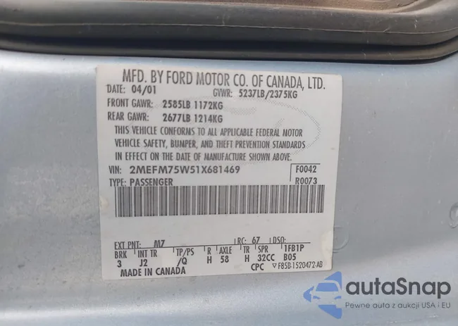 2MEFM75W51X681469: 44132235