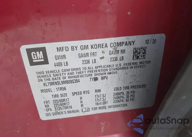 KL79MNSL9MB085394: 44132273