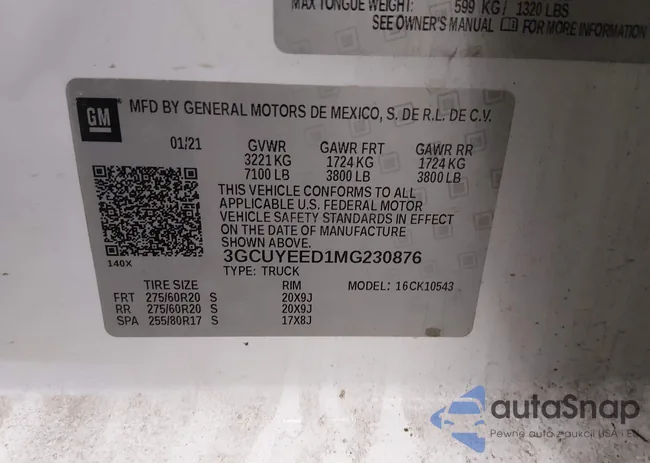 3GCUYEED1MG230876: 44133480