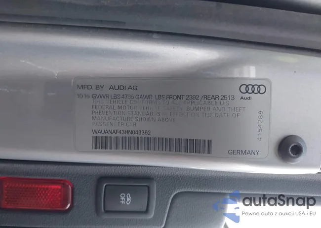 WAUANAF43HN043362: 44133573