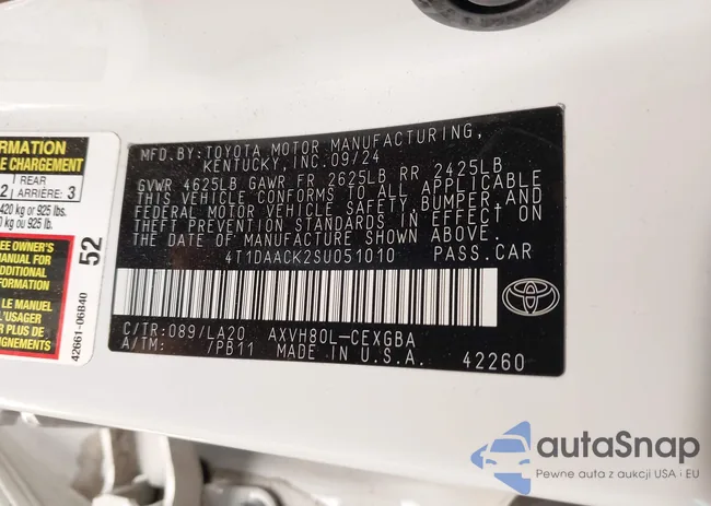 4T1DAACK2SU051010: 44133634