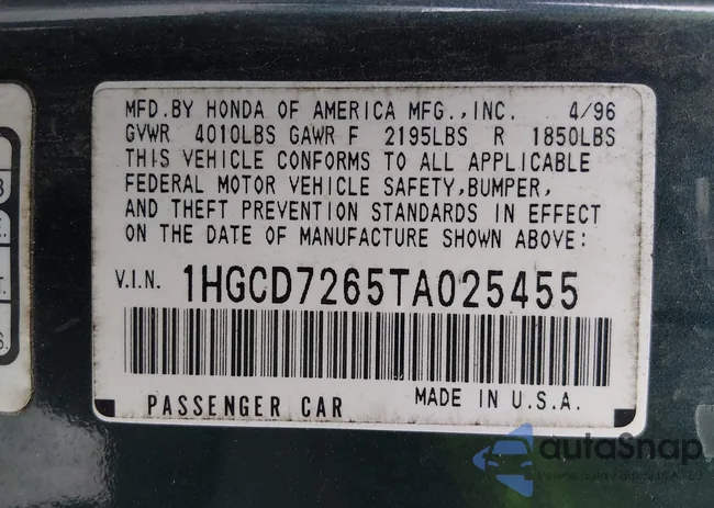 1HGCD7265TA025455: 44133700