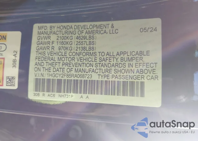 1HGCY2F85RA068723: 44133762