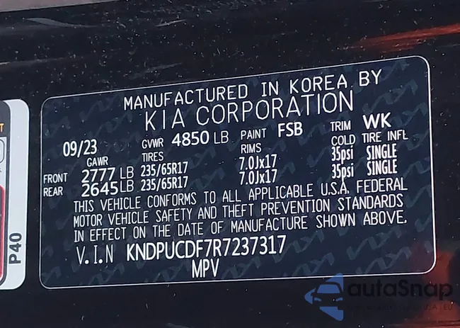 KNDPUCDF7R7237317: 44133817