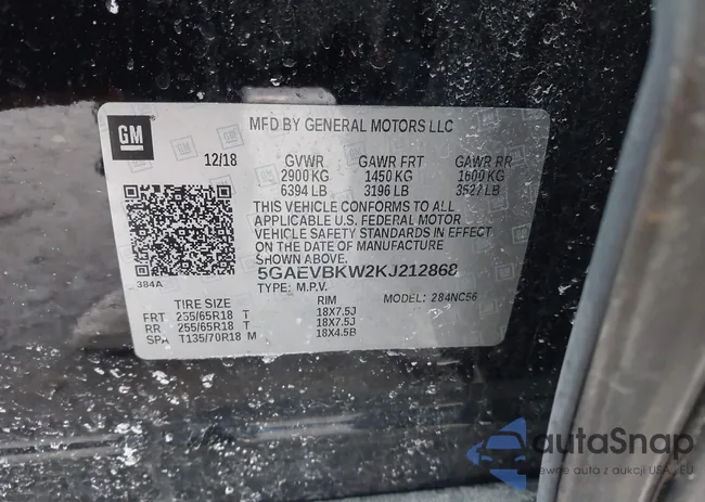 5GAEVBKW2KJ212868: 44133827