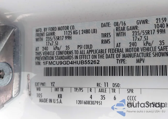 1FMCU9GD4HUB55262: 44133868