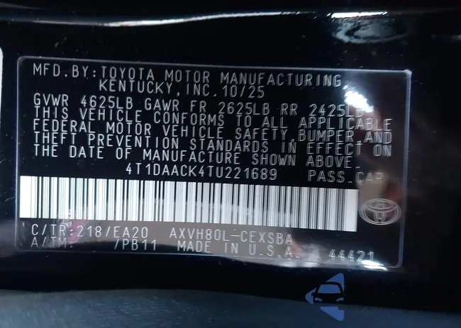 4T1DAACK4TU221689: 44133953