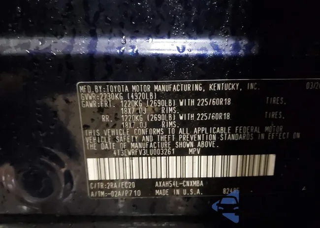 4T3EWRFV3LU003261: 44133988