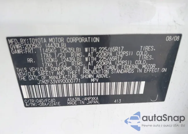 JTMZF33VX9D000771: 44134004