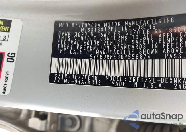 5YFBURHE8GP558874: 44133152