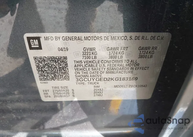 3GCUYGED2KG183169: 44133299