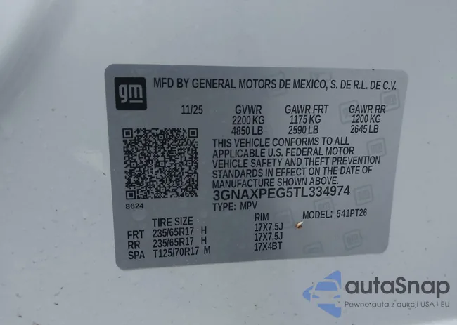 3GNAXPEG5TL334974: 44133395