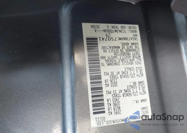 5N1AT3BB4MC750741: 44133437