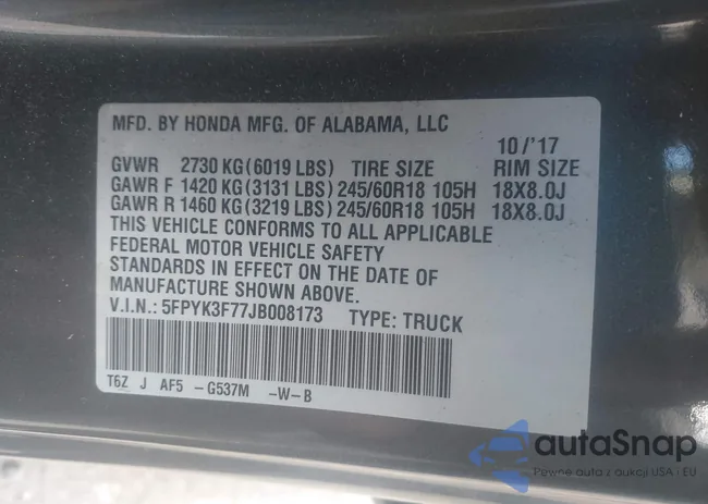 5FPYK3F77JB008173: 44134505