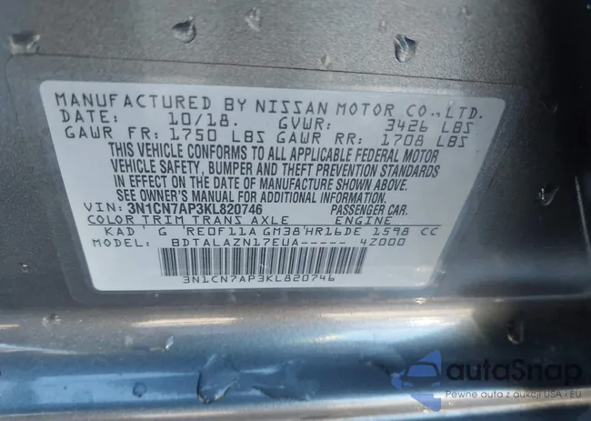 3N1CN7AP3KL820746: 44134627