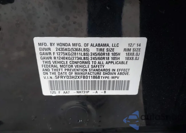 5FRYD3H2XFB011868: 44134971