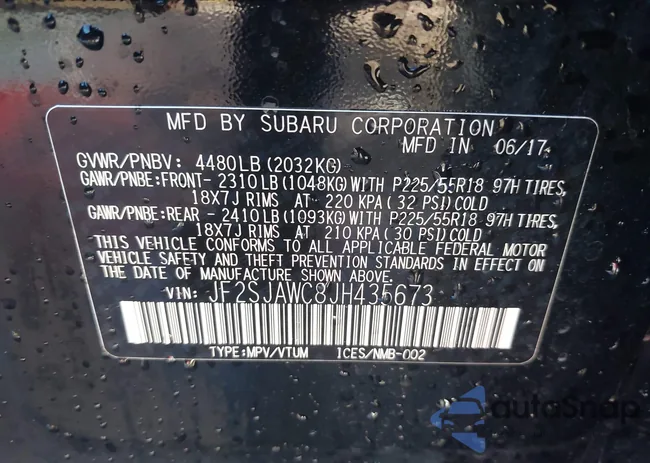 JF2SJAWC8JH435673: 44135019