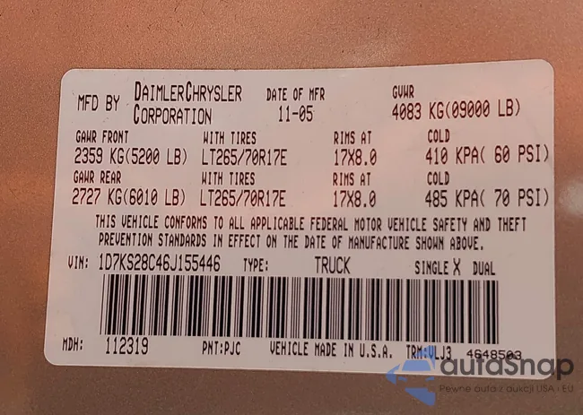 1D7KS28C46J155446: 44135057