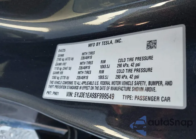 5YJ3E1EA9SF999549: 44135061