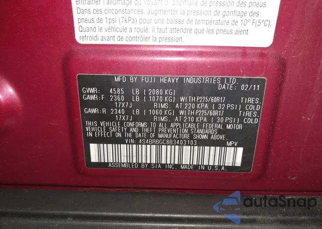 4S4BRBGC8B3403103: 44134070