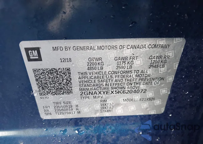 2GNAXYEX5K6204072: 44134105