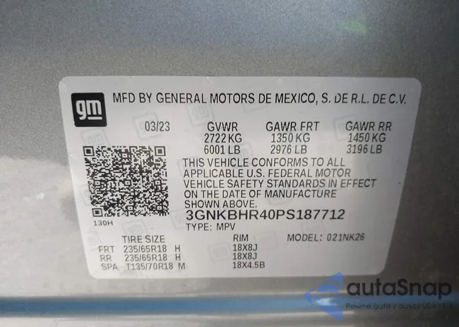 3GNKBHR40PS187712: 44134216