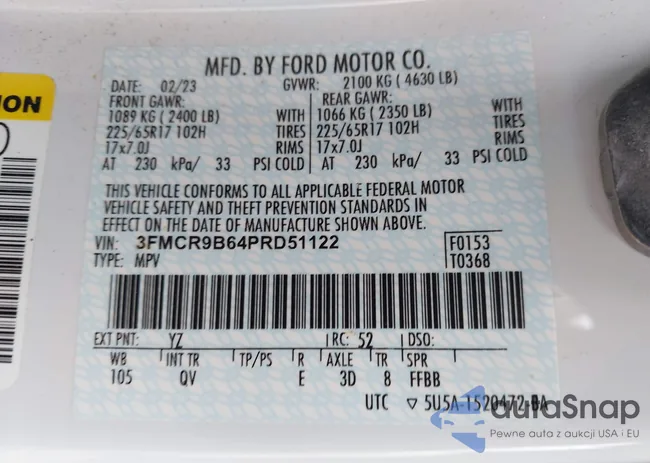 3FMCR9B64PRD51122: 44134223