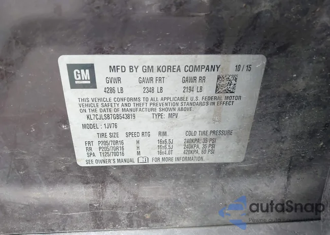 KL7CJLSB7GB543819: 44134327