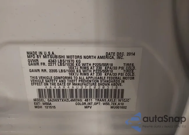 4A4AR4AU9FE020318: 44134370