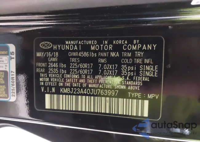 KM8J23A40JU763997: 44134401