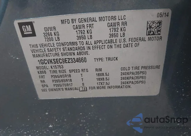 1GCVKSEC9EZ334660: 44134400