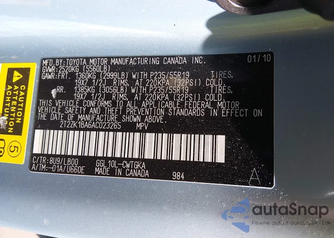 2T2ZK1BA6AC023265: 44134429