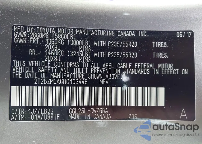 2T2BZMCA6HC103446: 44135871