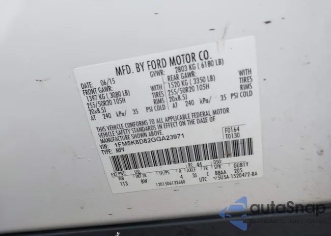 1FM5K8D82GGA23971: 44135872