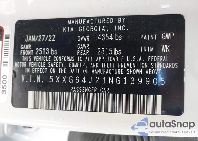 5XXG64J21NG139905: 44135954