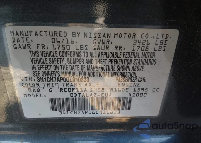 3N1CN7AP0GL910833: 44135072