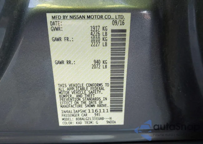 1N4AL3AP5HC116111: 44135110