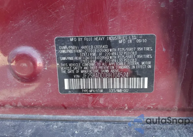 JF2SHADC0BH704524: 44135190