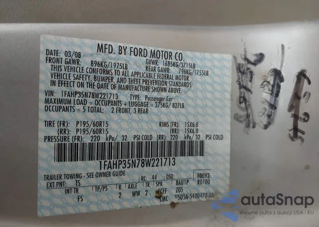 1FAHP35N78W221713: 44135215