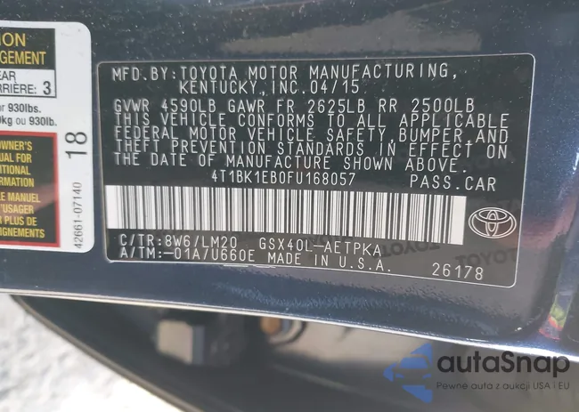 4T1BK1EB0FU168057: 44135347