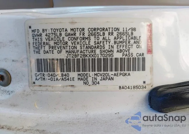 JT2BF28KXX0170295: 44136570