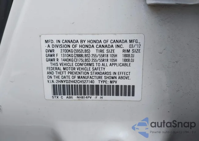 2HNYD2H42CH527140: 44136659