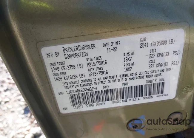 1J4GL48K83W583254: 44136685