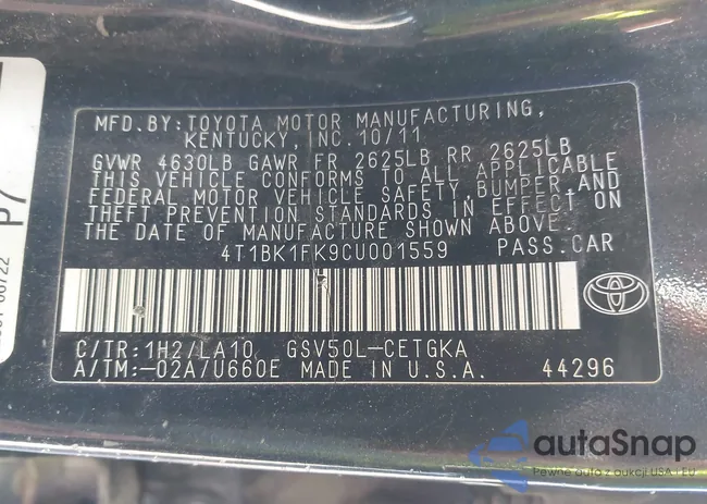 4T1BK1FK9CU001559: 44136722