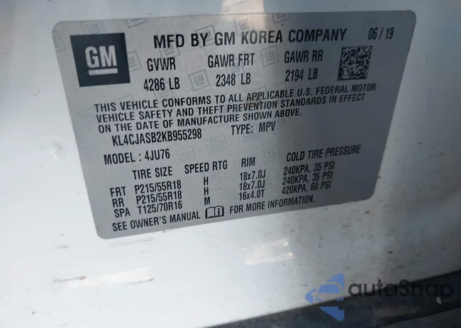 KL4CJASB2KB955298: 44136759