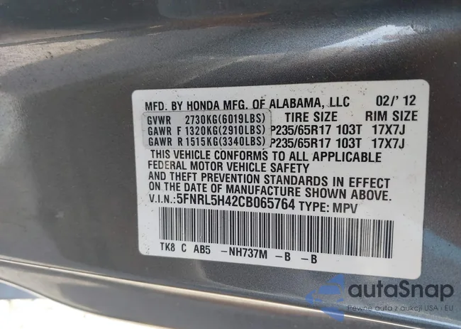 5FNRL5H42CB065764: 44136790