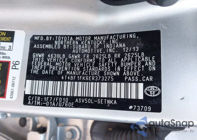 4T4BF1FK6ER373275: 44136811